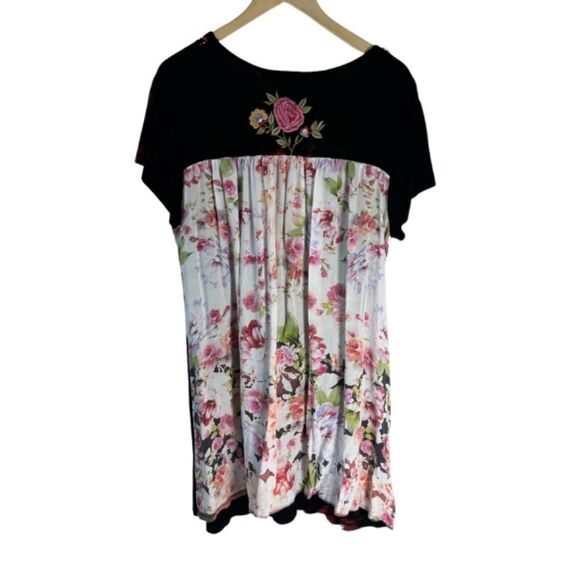 Karen Seo Black Embroidered Bodice V-Neck Dress Sz XL - Picture 2 of 9